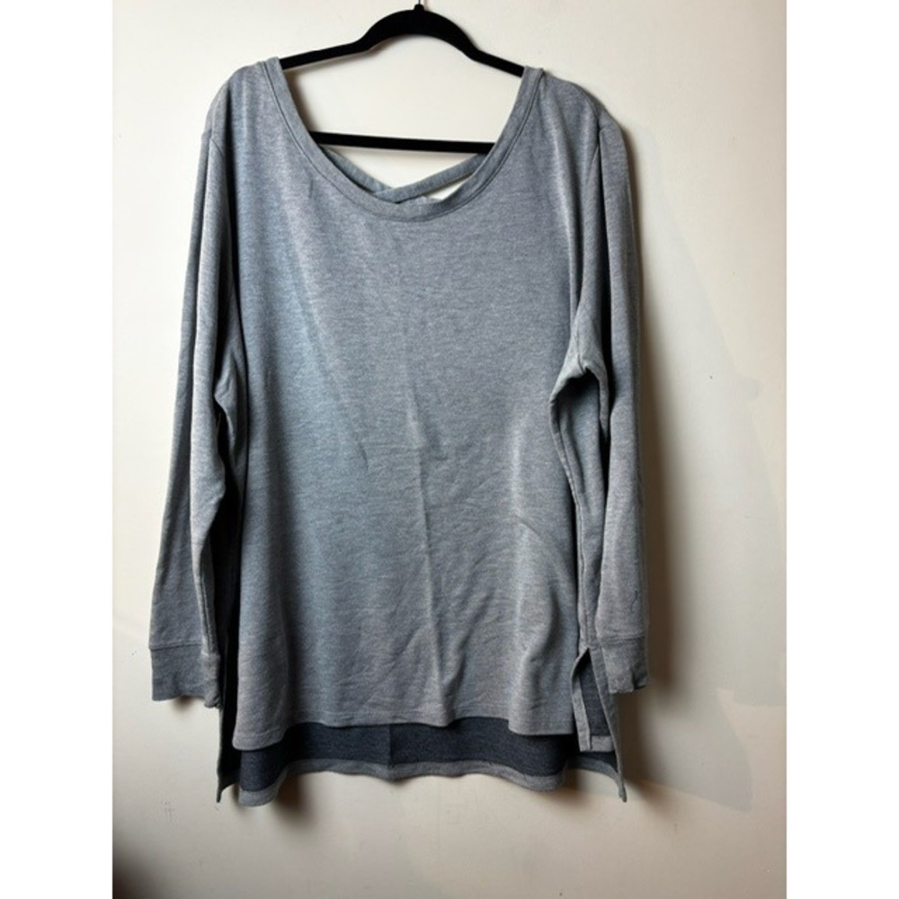 Terra & Sky Womens 2X (20W-22W) Gray Long Sleeve‎ Slouchy Casual Lounge